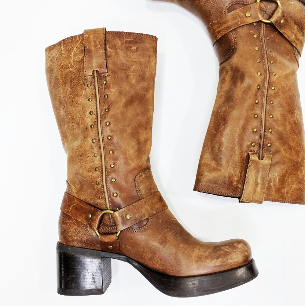 Vintage 90s MIA Chunky Platform Square Moto Boot - Picture 2 of 8